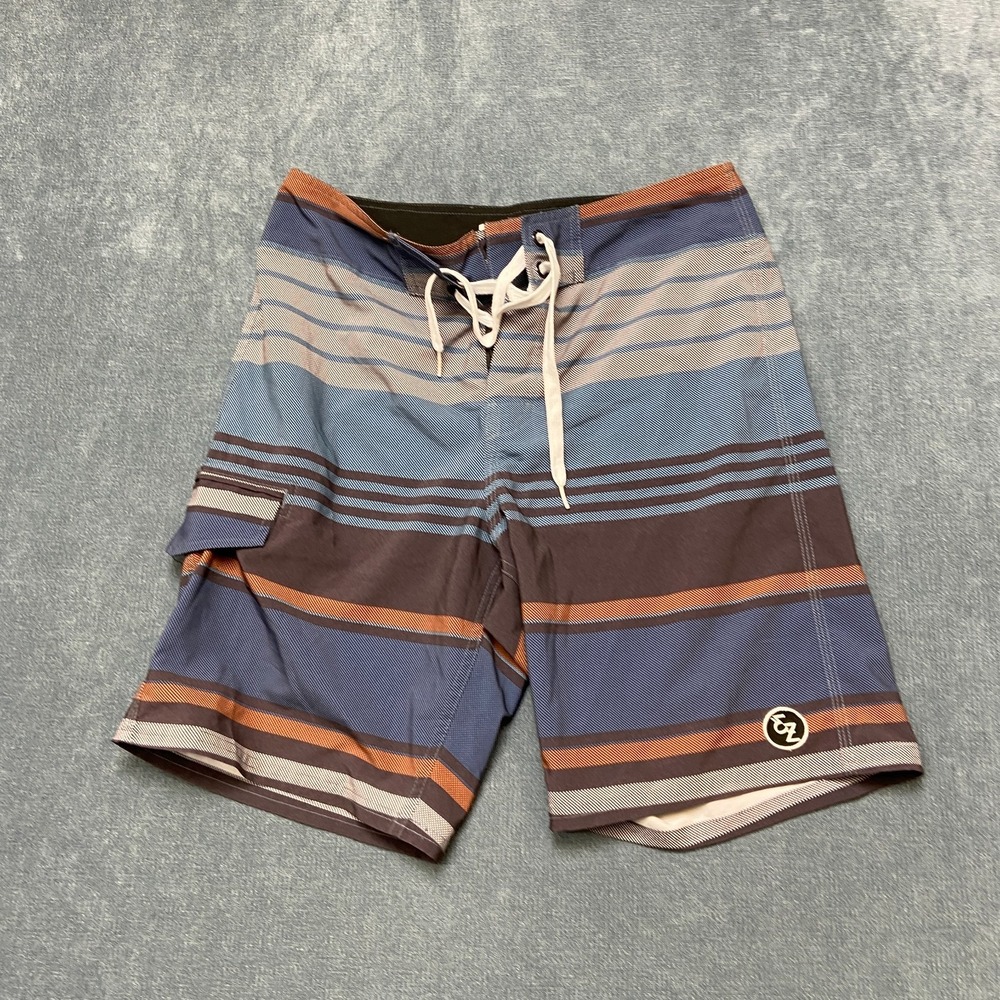 Ezekiel Board Shorts Mens 30 Multicolor Striped Stretch Drawstring Swim Beach
